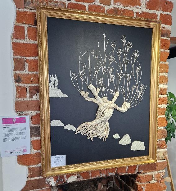The Whomping Willow 3D collage made from old books