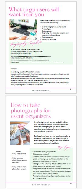 Planning worksheets and printable pages inside the Craft Fair Success Kit