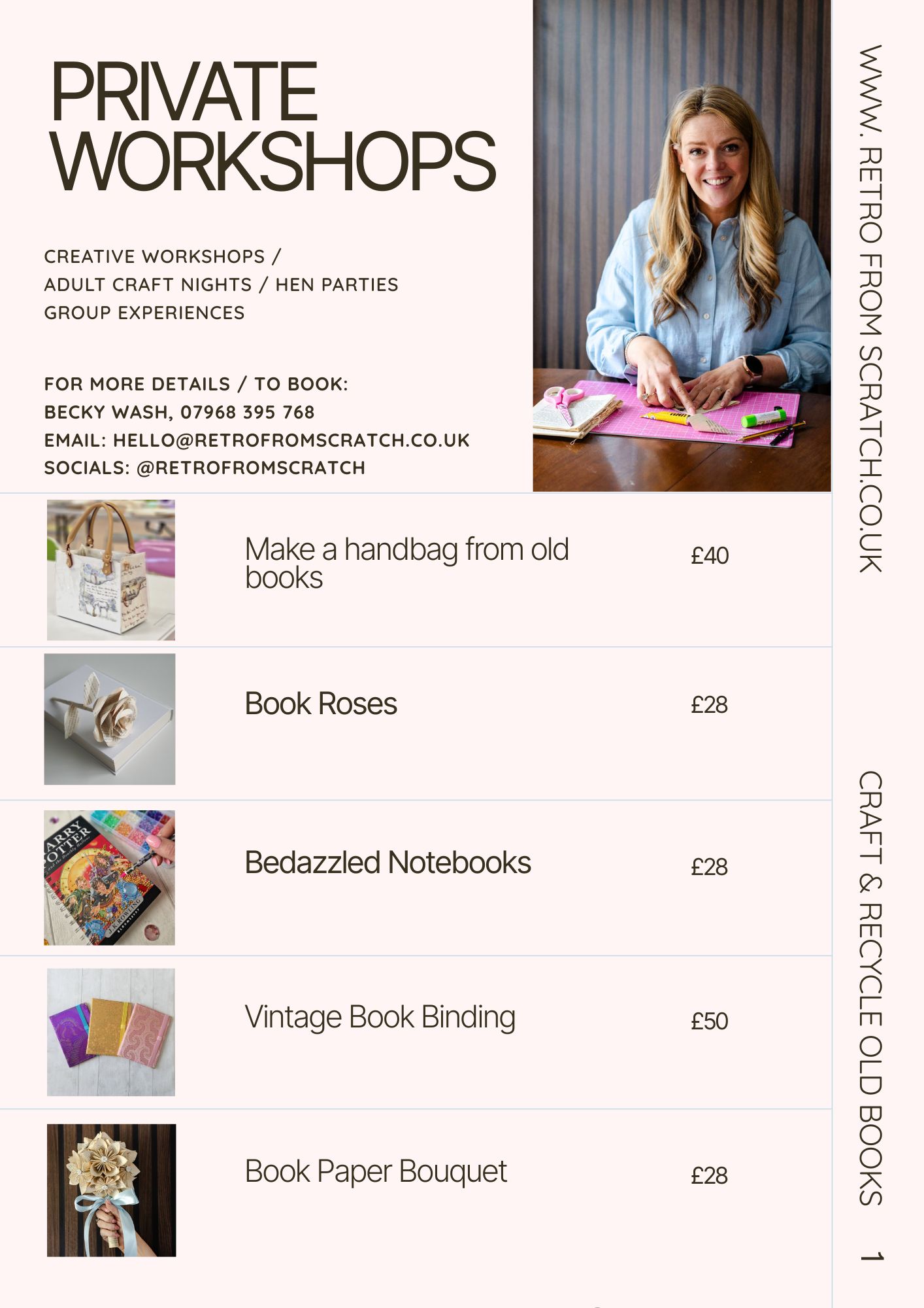 Flyer for private craft workshops in Brentwood