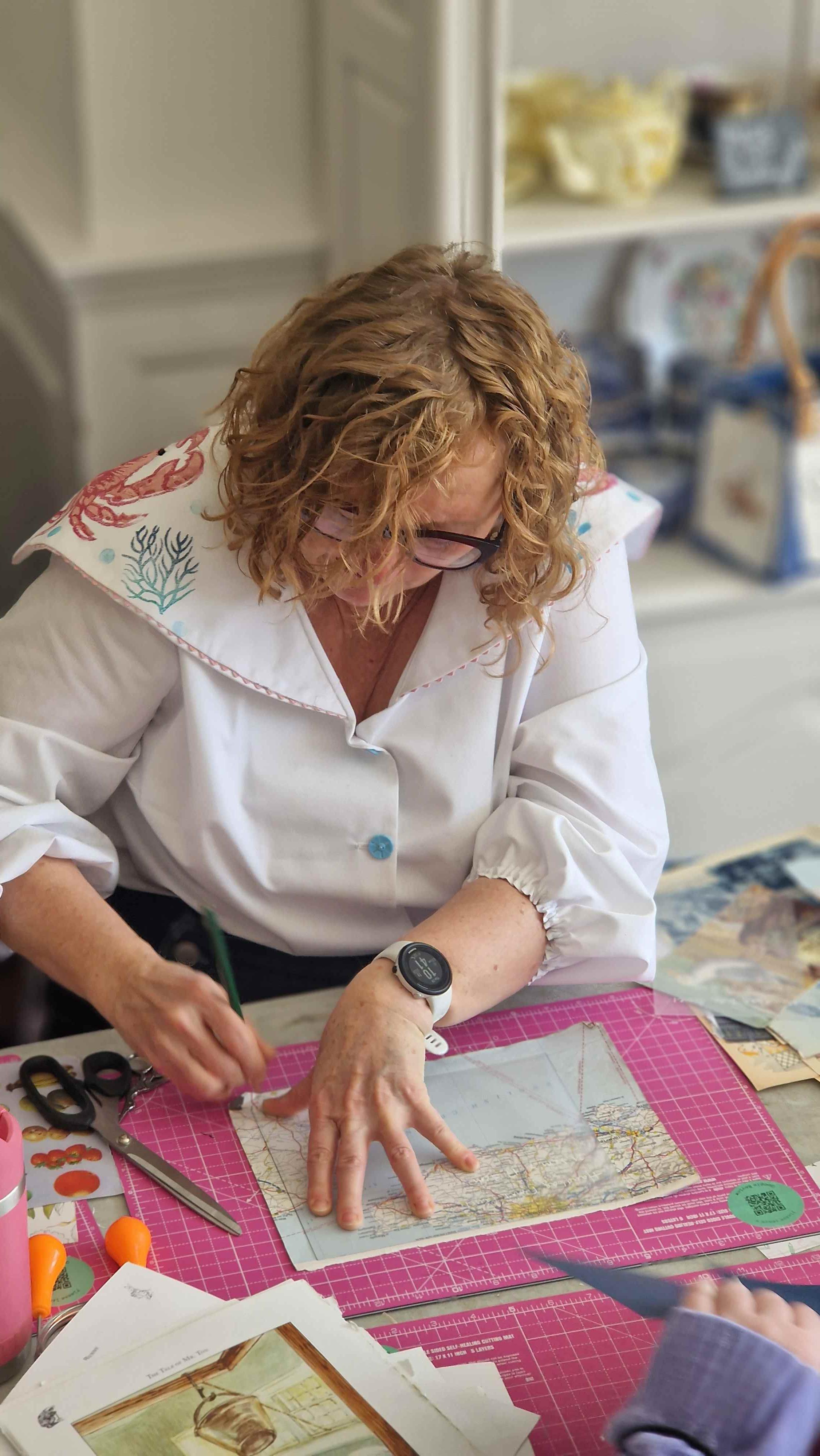Amanda making a recycled book craft at a workshop in Brentwood